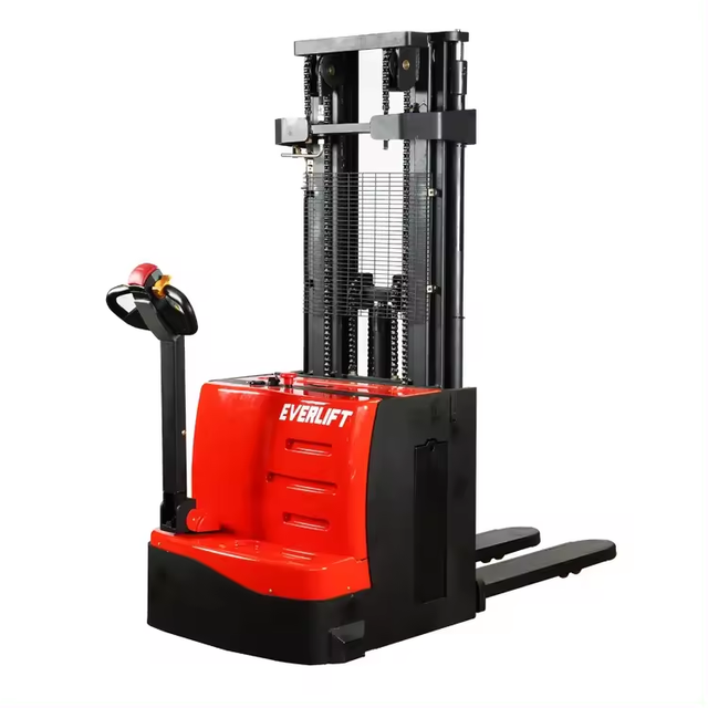 Ventas calientes de Everlift 1.2Ton 1.5 Ton 2Ton Mástiles dúplex de 2 etapas Mástiles triplex de 3 etapas Patas a horcajadas Precio del apilador eléctrico opcional